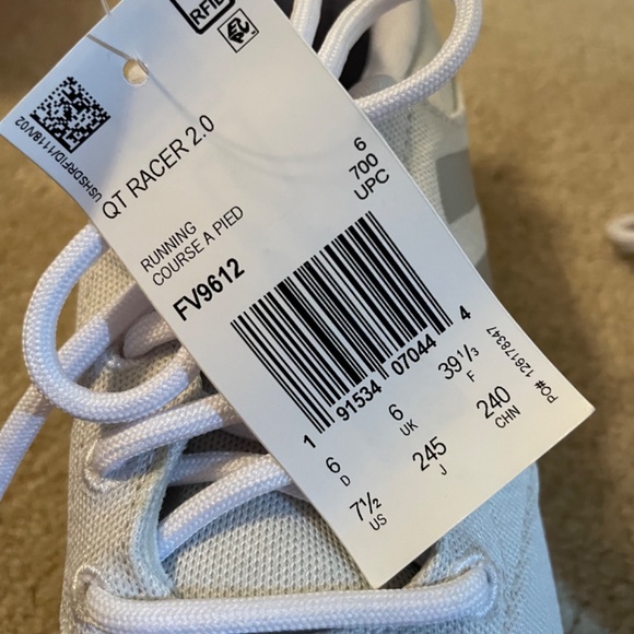 NWT Adidas White QT Racer 2.0 Cloudfoam Super-Size 7.5 - Picture 3 of 7
